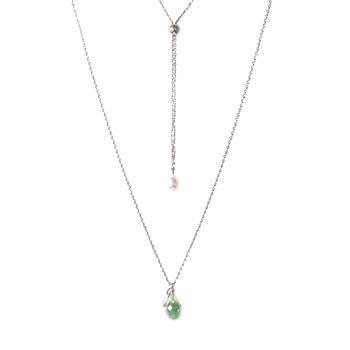 Halskæde i rhodineret sterlingsølv med Grøn ametyst - More than one 80cm, fra San - Links of Joy