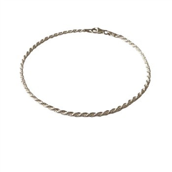 2mm Bjørn Borg - Cordel kæde i Blank sterlingsølv Armbånd 21 cm, fra San - Links of Joy