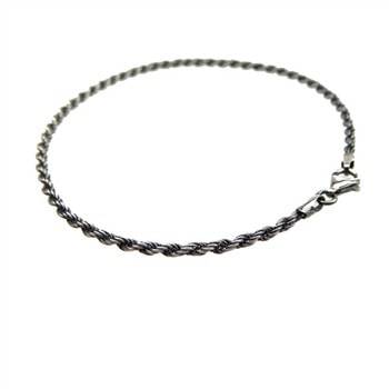 2 mm Bjørn Borg - Cordel kæde i Let Oxyderet Sterlingsølv - Armbånd 21 cm, fra San - Links of Joy