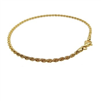 2 mm Bjørn Borg - Cordel kæde i Forgyldt Sterlingsølv - Armbånd 21 cm, fra San - Links of Joy