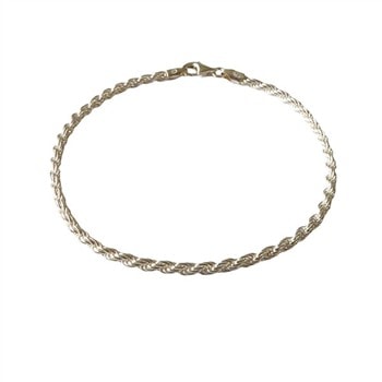 2,5mm Bjørn Borg - Cordel kæde i Blank Sterlingsølv - Armbånd 21 cm, fra San - Links of Joy