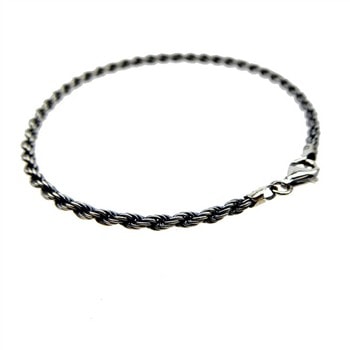 2,5mm Bjørn Borg - Cordel kæde i Let Oxyderet Sterlingsølv - Armbånd 21 cm, fra San - Links of Joy