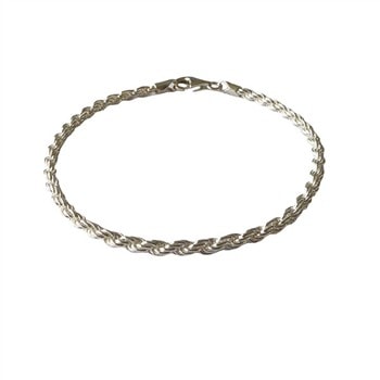 3mm Bjørn Borg - Cordel kæde i Blank sterlingsølv - Armbånd 21 cm, fra San - Links of Joy