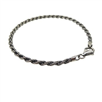 3mm Bjørn Borg - Cordel kæde i Let Oxyderet Sterlingsølv - Armbånd 21 cm, fra San - Links of Joy