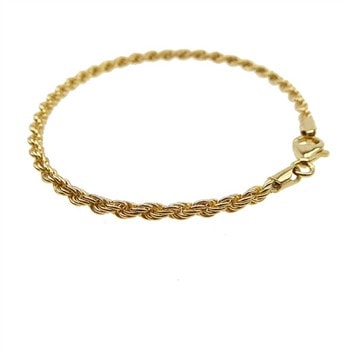 3 mm Bjørn Borg - Cordel kæde i Forgyldt Sterlingsølv - Armbånd 18 cm, fra San - Links of Joy