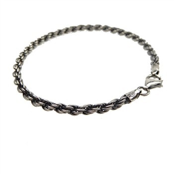3,5mm Bjørn Borg - Cordel kæde i Let Oxyderet Sterlingsølv Armbånd 22 cm, fra San - Links of Joy