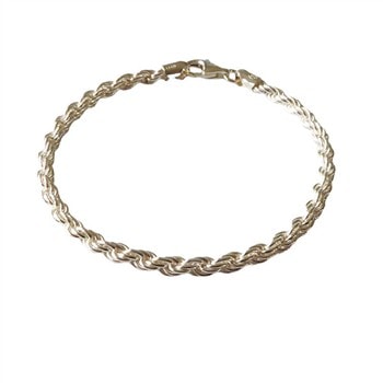 4mm Bjørn Borg - Cordel kæde i Blank Sterlingsølv Armbånd 20 cm, fra San - Links of Joy