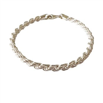 5mm Bjørn Borg - Cordel kæde i Blank Sterlingsølv Armbånd 23 cm, fra San - Links of Joy
