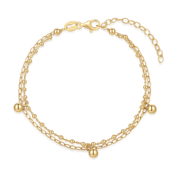 Støvring Design Forgyldt Armbånd – Dobbeltkæde med Kugler, 17+3 cm
