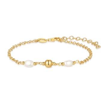 Elegant armbånd med ferskvandsperler og guldkugle