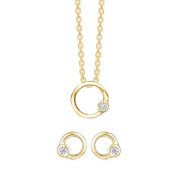 Cirkel smykke sæt med zirconia fra Støvring Design
