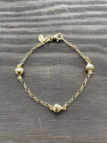 Armbånd sølv forgyldt 3 hjerter, fra L&G