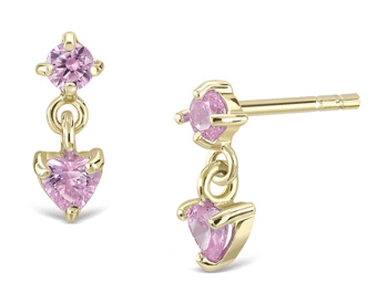 Ørehænger sølv forgyldt pink zirkonia, fra L&G