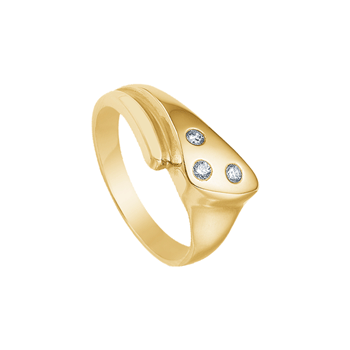 Randers Sølv's Håndlavet fingerring i 8 kt guld med 3 brillanter