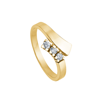 Randers Sølv's Håndlavet fingerring i 14 kt guld med 3 brillianter - 9 mm