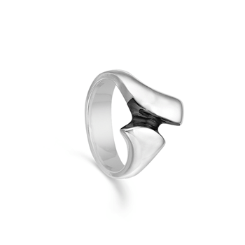 Randers Sølv's Håndlavet fingerring i massiv sølv og med blank overflade - 14 mm