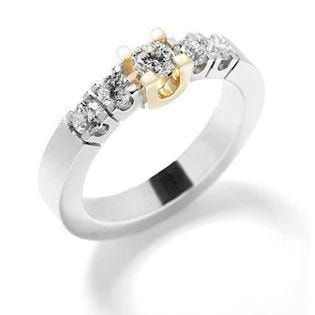 14 karat alliance ring i 4,2 mm m/ 0,42 ct brillanter - både i hvid og gul guld