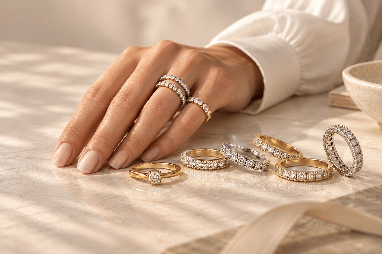 Allianceringe med diamanter i forskellige designs