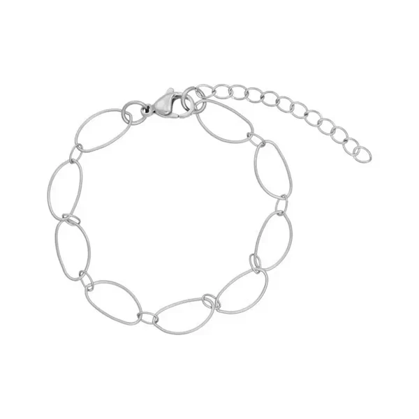 Armbånd i stål med fine ovale ringe