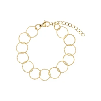 Armbånd i stål med fine ringe, belagt med 14 K guld