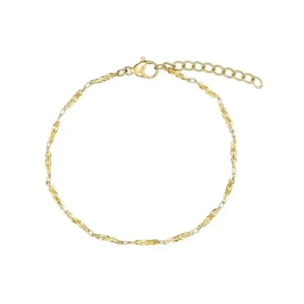 Armbånd i stål, belagt med 14 K guld