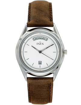 A118-1S0I, INEX DAMEUR-STÅL MED BRUN REM Quartz Dame m/rem