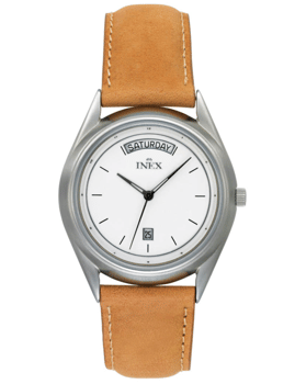 A118S0I, INEX DAMEUR-STÅL MED NATUR REM Quartz Dame m/rem