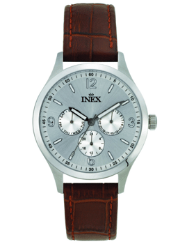 A12162S4I, INEX HERREUR-STÅL MED REM + DATO Quartz Herre m/rem
