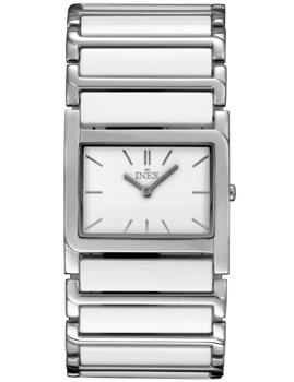 A64148S0I, INEX DAMEUR-STÅL/KERAMIK MED LÆNKE Quartz Dame m/lænke