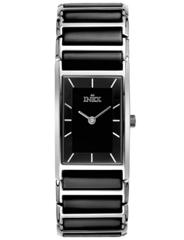 A64153S5I, INEX DAMEUR-STÅL MED SORT KERAMIK Quartz Dame m/lænke