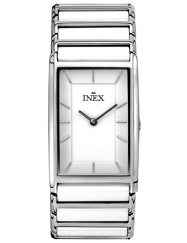 A64154S0I, INEX DAMEUR-STÅL MED HVID KERAMIK Quartz Dame m/lænke