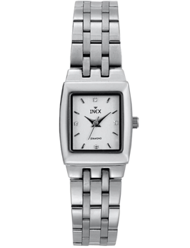 A69322S4I, INEX DAMEUR-STÅL MED 4 DIAMANTER Quartz Dame m/lænke