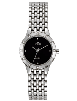 A69366S5I, INEX DAMEUR-STÅL MED 12 DIAMANTER Quartz Dame m/lænke