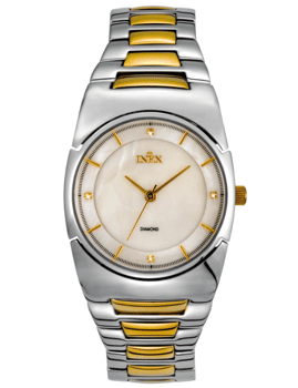 A69396B11I, INEX DAMEUR-BICOLOUR MED 4 DIAMANTER Quartz Dame m/lænke