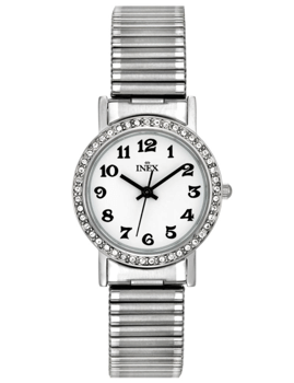 A69399-1S0A, INEX DAMEUR-STÅL MED FLEX LÆNKE Quartz Dame m/lænke