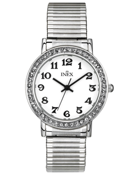 A69410-1S0A, INEX DAMEUR-STÅL MED FLEXLÆNKE Quartz Dame m/lænke