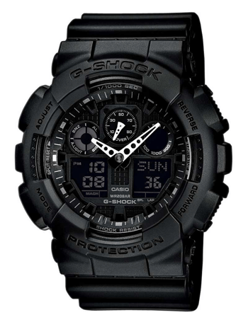 G-Shock sort resin med stål quartz multifunktion (5081) Herre ur fra Casio, GA-100-1A1ER