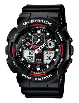 G-Shock sort resin med stål quartz multifunktion (5081) Herre ur fra Casio, GA-100-1A4ER