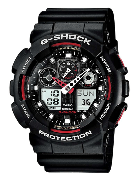 G-Shock sort resin med stål quartz multifunktion (5081) Herre ur fra Casio, GA-100-1A4ER