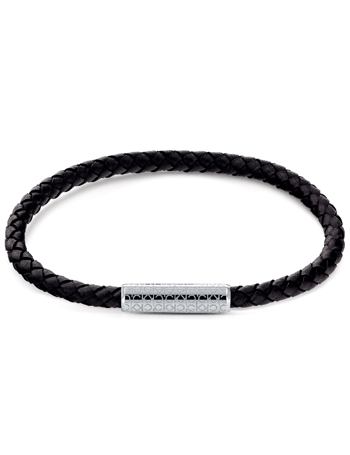 Sort Flettet Læderarmbånd til herre, fra Calvin Klein (19,5 cm)
