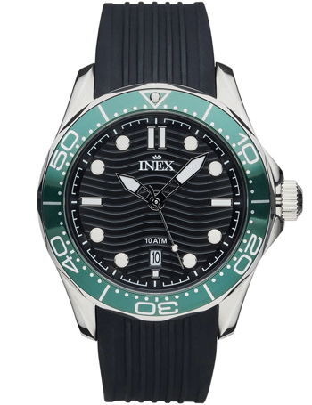 A12182-1S5I, INEX HERRE STÅL M/REM SORT Quartz Herre m/rem