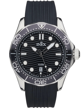 A12182S5I, INEX HERRE STÅL M/REM SORT Quartz Herre m/rem