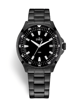 A69530-1SS5I, INEX HERRE SORT 10ATM M DATO LÆNKE SORT BEZEL Quartz Herre m/lænke