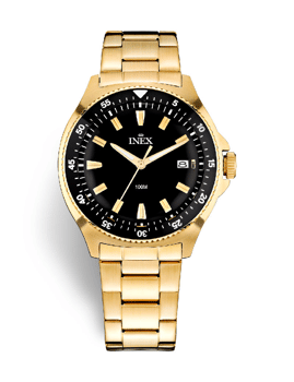 A69530-1D5I, INEX HERRE DOUBLE 10ATM M DATO LÆNKE SORT BEZEL Quartz Herre m/lænke