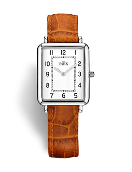 A69531S4A, INEX DAME STÅL M BRUN CROCO GRAIN REM Quartz Dame m/rem