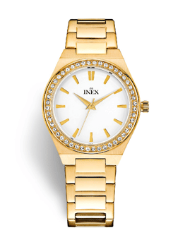 A69532-1D0I, INEX [IS041] DAME DOUBLE 10ATM M LÆNKE BEZEL M STEN Quartz Dame m/lænke