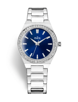 A69532-1S8I, INEX [IS044] DAME STÅL 10ATM M LÆNKE BEZEL M STEN Quartz Dame m/lænke
