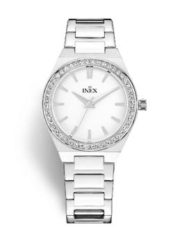 A69532-1S0I, INEX [IS043] DAME STÅL 10ATM M LÆNKE BEZEL M STEN Quartz Dame m/lænke