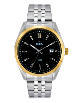 A12173B5I, INEX [IS107] HERRE BICOLOUR M LÆNKE DATO 10ATM SP. MODEL Quartz Herre m/lænke