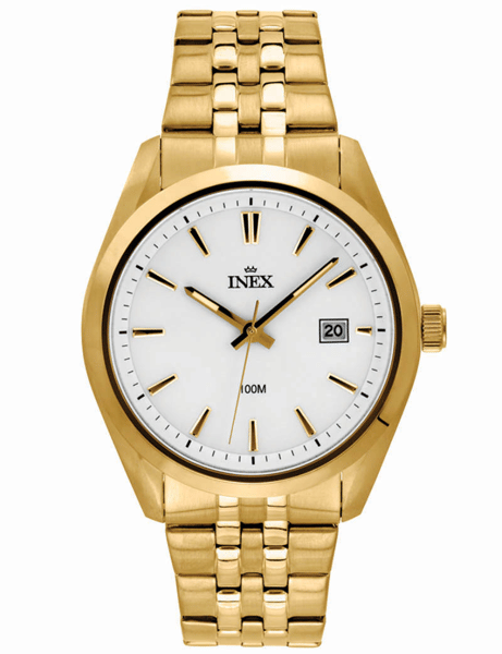 A12173D0I, INEX [IS108] HERRE DOUBLE M LÆNKE DATO 10ATM SP. MODEL Quartz Herre m/lænke
